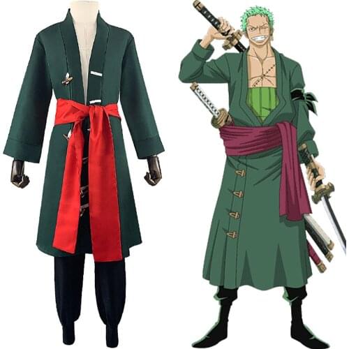 Anime One Piece Roronoa Zoro Cosplay Costume Kimono Uniform Pants Outfits Halloween Carnival Suit