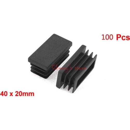Best Promotion Wholesale Price Black Plastic Rectangle Tube Inserts End Blanking Cap 20mm x 40mm 100 Pcs/lot