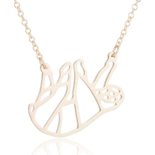 Fashion Stainless Steel Origami Sloth Chain Necklace For Girl Kids Choker Necklaces Fashion Cute Animal Hollow Metal Jewelry