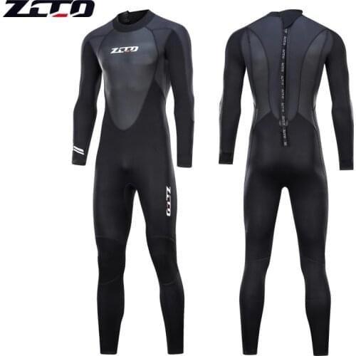 3MM Men Full Body Winter Wetsuit Diving Suit Neoprene Fleece Lining One-piece Swimwear for Snorkeling Surfing Triathlon
