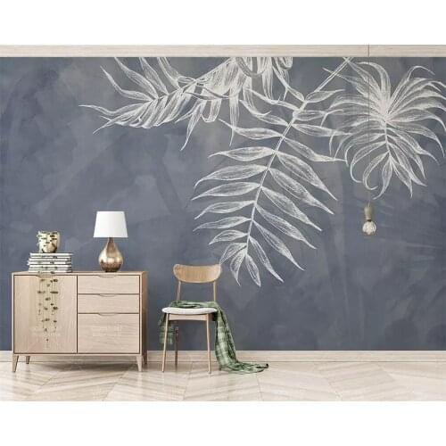Beibehang Plain style mural wallpaper leaf texture navy blue Nordic TV background wall living room bedroom murals 3d wallpaper