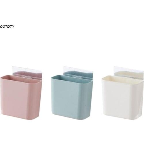 Wall-Mounted Toothbrush Shelf Holder Self Adhesive Wall Hanging Toothpaste Comb Storage Box Punch-Free Organizer Basket Bathroom