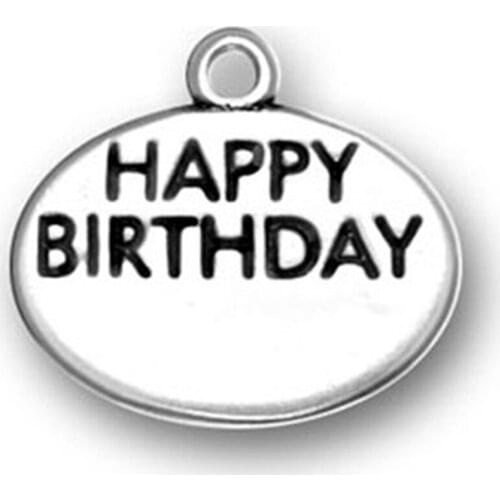 2021 New Alloy Engraved Happy Birthday Oval Charm Jewelry charms for jewelry making