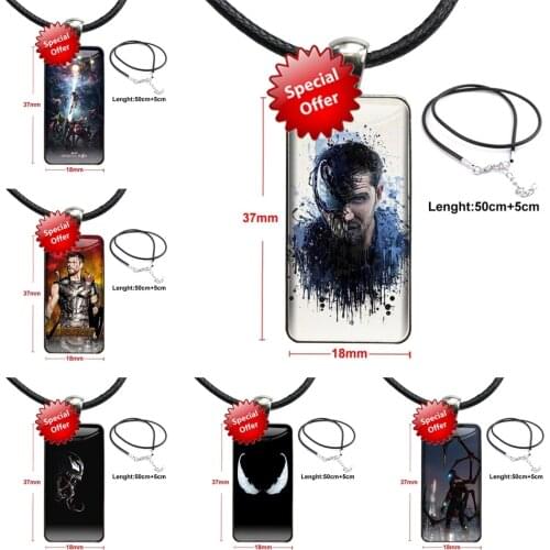 For Girl Comic Book Artwork Venom Compatible Glass Cabochon Pendant Necklace Rectangle Fashion Necklace
