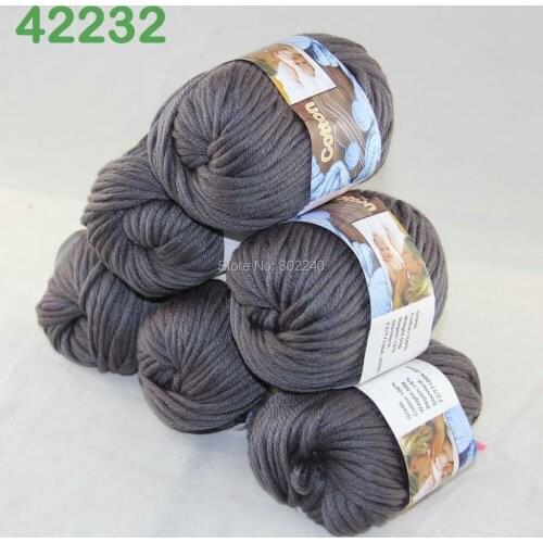 LOT of 6 Balls X 50g Special Thick Worsted Cotton Knitting Yarn Charcoal 2232