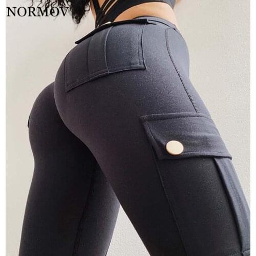 NORMOV Sexy Push Up Leggings With Pocket Women High Waist Gothic Patchwork Leggings Pants Fitness Workout Breathable Legging