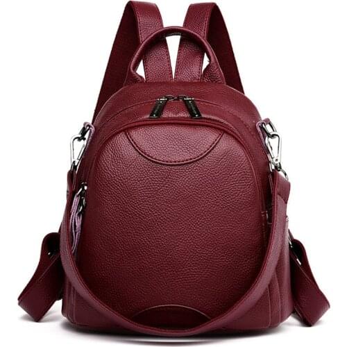 Casual Ladies Soft Leather Backpack Multifunction Women Bagpack School Bags For Teenage Girls Mochilas Mujer 2019 Shoulder bags