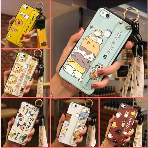 Kickstand Soft Case Phone Case For Huawei P10 Lite Cartoon Anti-knock Lanyard Back Cover Wristband