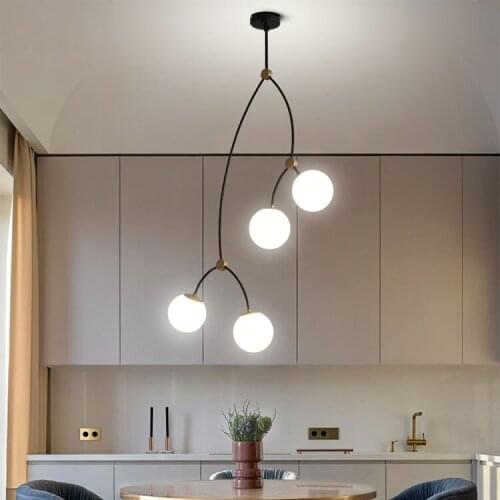 Nordic luxury minimalist magic bean pendant lamp restaurant living room Glass led pendant lights