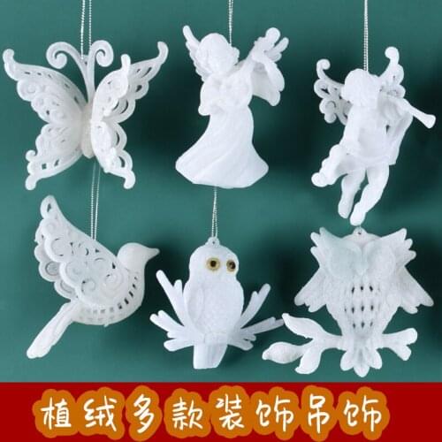 Christmas decorations PVC flocking creative ornaments Christmas tree scene arrangement angel snowflake pendant pendant