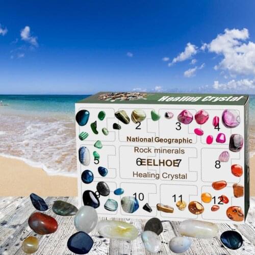 Christmas Pro Calendar Creative Geological Education Stone 12 Grid Ore Green Gift Box for Home Gift Boxes Bags Party Supplies