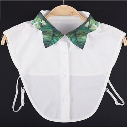 New hand-painted printed leaf shirt fake false collar embroidery flower sweater alley sweater shirt cotton shirt fashion