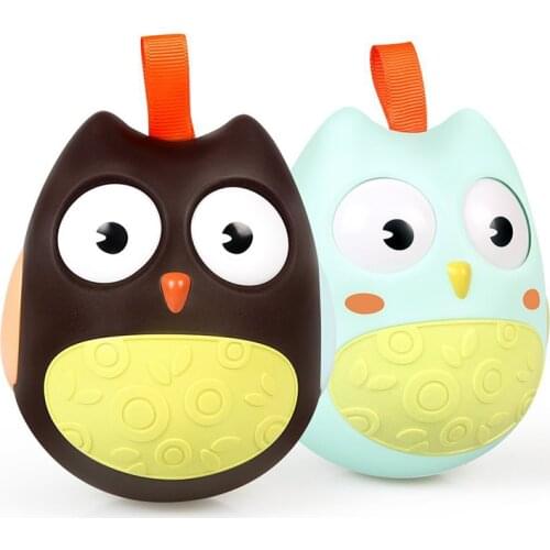 Cute Baby Toys Nodding Moving Eyes Owl Doll ABS Baby Rattles Gifts Baby Roly-poly Tumbler Toy With Bell Toys For Children