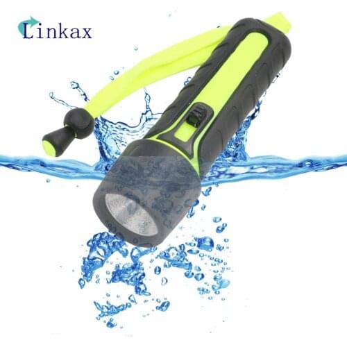 LED Diving Flashlight Bright LED PC TPE Torch Flash Light Uses AA Batteries Powerful Light With Tail Rope Flashlight Torch