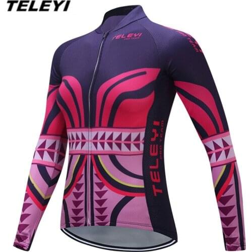 TELEYI Women Red Cycling jersey top Bike Long jersey Cycling clothing Sports Team Female MTB Ropa Ciclismo Cyclilng Wear