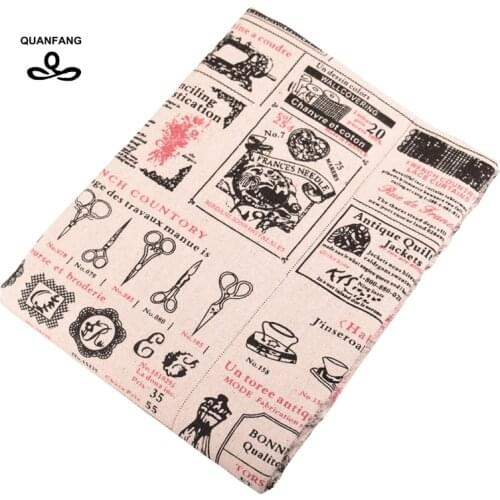 QUANFAN Cotton Linen Fabric For Sewing,Patchwork,Quilting,DIY,Sofa Table Cloth Furniture Cover Tissue Curtain Cushion,Half Meter