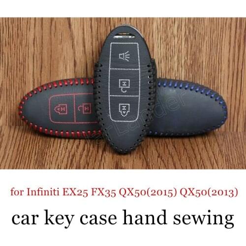 Only Red for Infiniti EX25 FX35 QX50(2015) QX50(2013) Hand sewing DIY car key case cover car styling Genuine leather