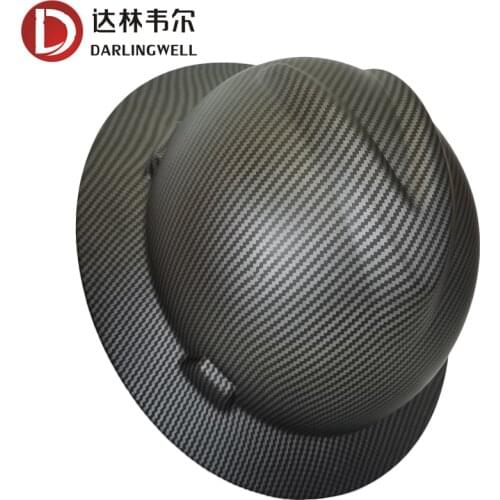 DARLINGWELL Full Brim Hard Hat Lightweight HDPE Safety Helmet Carbon Fiber Color Work Cap Construction Railway Metallurgy Mine