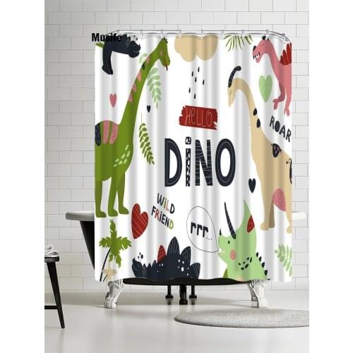 Dinosaur Cartoon Shower Curtain Waterproof Bathroom Polyester Fabric Bathroom Curtain