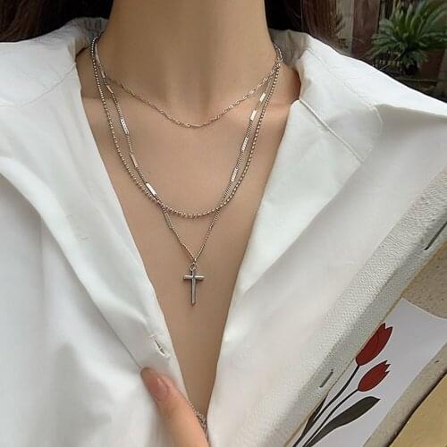 LanMiLa Fashion Figaro Chain Layered cross Pendant Chain Women Jewelry