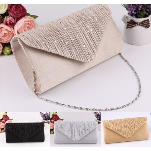 Fashion Ladies Glitter Evening Satin Bridal Clutch Diamond Bag Womens Wedding Party Prom Envelope Handbag Party Banquet Bags