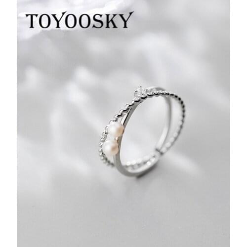 Newest Elegant Style 925 Sterling Silver Sparkling Zircons Opening Rings Double-deck Ring For Women Fashion Contracted Jewelry