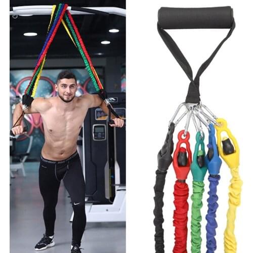 11 PCS Home Latex Tension Band Set 100 LB With Protective Nylon Sleeves Fitness Elastic Bands Workout Equipment Yoga