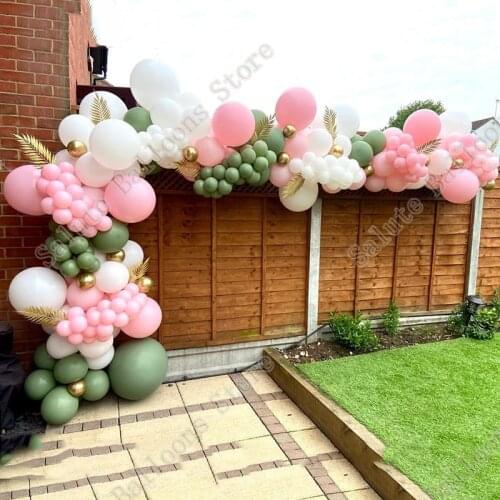 171pcs Globos Wedding Decoration Bridal Shower Birthday Party Decor Pink White Chrome Gold Balloon Garland Arch KitAvocado Green