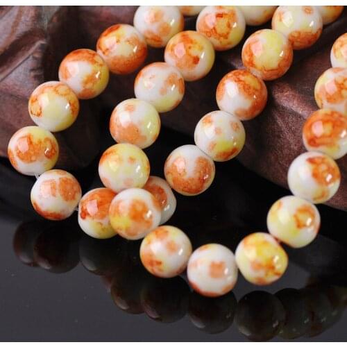 20pcs Round 10mm Coated Spots Patterns Opaque Glass Loose Crafts Beads lot for Jewelry Making DIY Crafts Findings