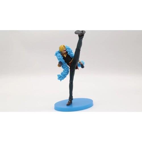 20CM pvc Japanese anime figure ONE PIECE Vinsmoke Sanji blue luxury cloth split kick action figure collectible model toys