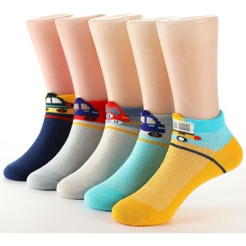 2021 New Fashion Spring Summer Children Socks Mesh Cotton Cartoon car Boys Socks Girls Socks 2-15 Year Kids Casual Boat Socks