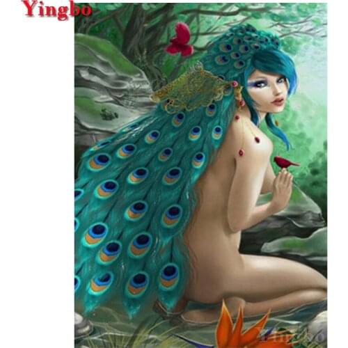 5D Diy Diamond Painting Peacock fairy pattern Cross Stitch Full square round Drill Diamond embroidery home decor wallpaper