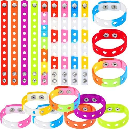 7 Inch Wristbands Silicone Bracelets for Party Gifts and Shoe Charms Multicolor Silicone Bracelet For Women Rubber Wristband