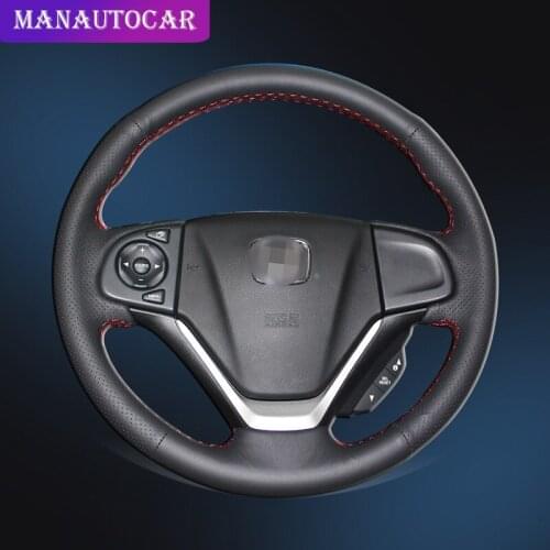 Car Braid On The Steering Wheel Cover for Honda CRV 2012-2014 Hand Stitched DIY Auto Covers Interior Accessories Car-styling