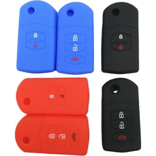 Car styling 3 Colors Car Accessories Key bag Key Box Silicone Cover Key Case 2/3 Button Keys for Mazda Hot Selling