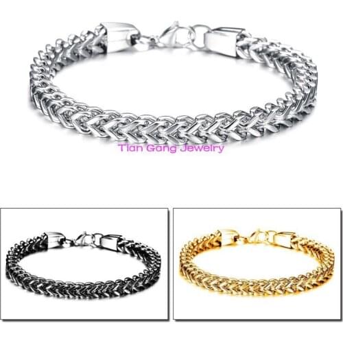 Women Men Jewelry Silver Color/Gold/Black Color Figaro Box Curb Chain Bracelet Stainless Steel Bracelet For Xmas Gift