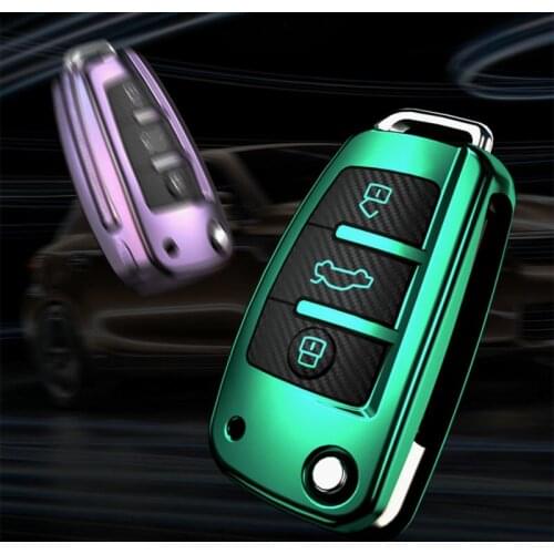 TPU+Carbon grain Car Key Case Auto Key Protection Cover For Audi C6 A7 A8 R8 A1 A3 A4 A5 Q7 Car Holder Shell Car-Styling