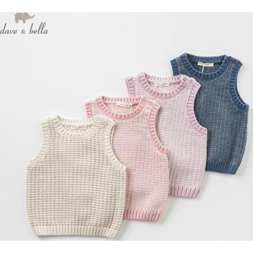 DB9617 dave bella autumn winter baby unisex sleeveless lovely vest children high quality coat kids vest 1 pc