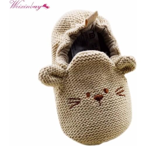 Bobora Infant Toddler Baby Knit Cute Mouse Shoes Newborn Boy Girl Cartoon First Walkers 0-18M