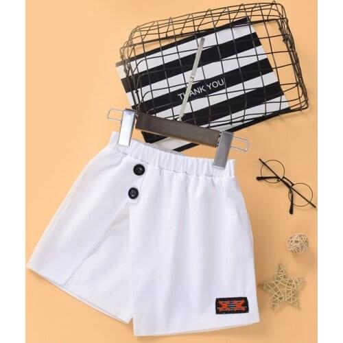 Kids Shorts Unisex Letter Embroidery Solid Color High Waist Comfortable Short Pants Casual Pants For Summer Fall White