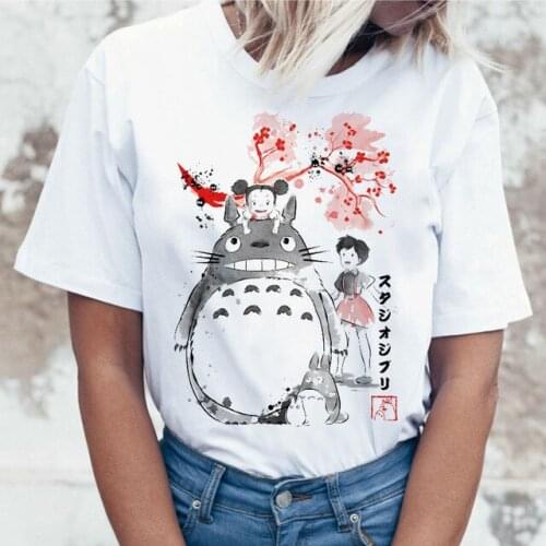NewT-Shirt Women Japanese Ulzzang Clothes T-Shirt Top Tee Shirts Ulzzang Totoro Spirited Away t Shirt Female Streetwear Cartoon