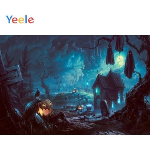 Halloween Backdrop Castle Bat Scary Scene Tombstone Tomb Backdrops Photographic Background For Photo Studio Shoot Photophone