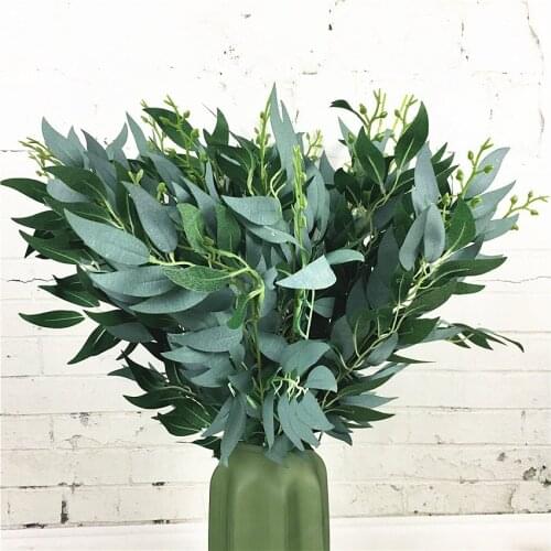 Artificial Willow Bouquet Fake Leaves For Home Christmas Wedding Decoration Jungle Party Willow Vine Faux Foliage Plants