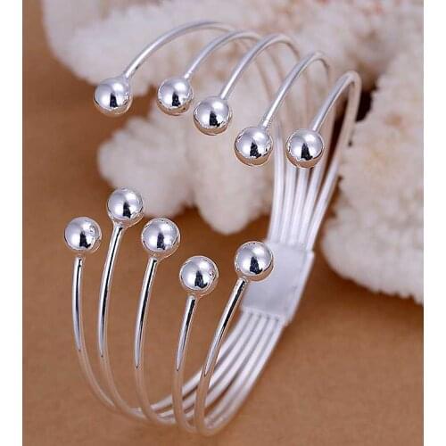 Hot sell Gorgeous silver bracelets & bangles Five Wire Bead pulsera men jewelry SMTB058