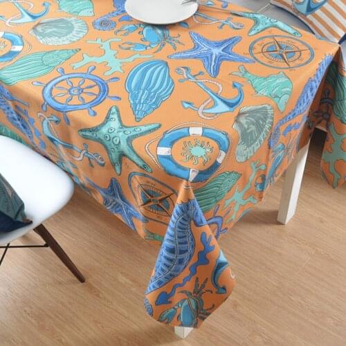 Mediterranean Sea Ocean Linen Table Cloth Cover Dining Customize Tablecloth Coffee Restaurant Decorative Cloth Cover