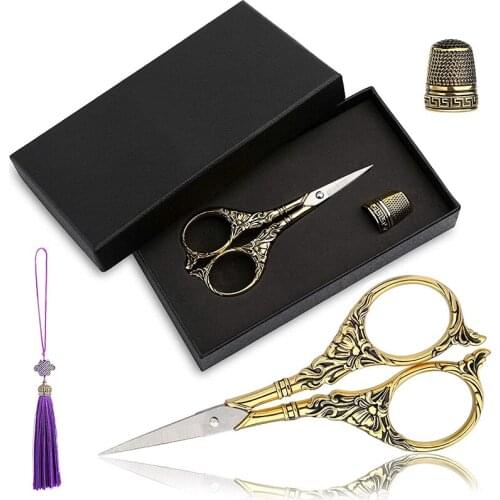 MIUSIE Vintage European Design Scissors With Tassel DIY Tools Dressmaker Shears For Fabric, Embroidery And Needlework