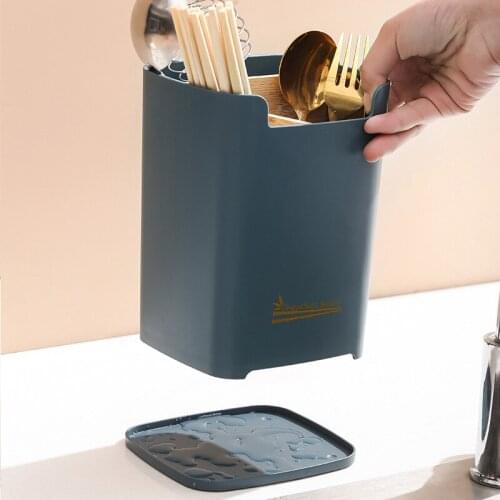 Multifunctional Spoon Fork Chopstick Storage Holder Double Layer Tableware Draining Rack 3 Grid Household Kitchen Rack With Tray