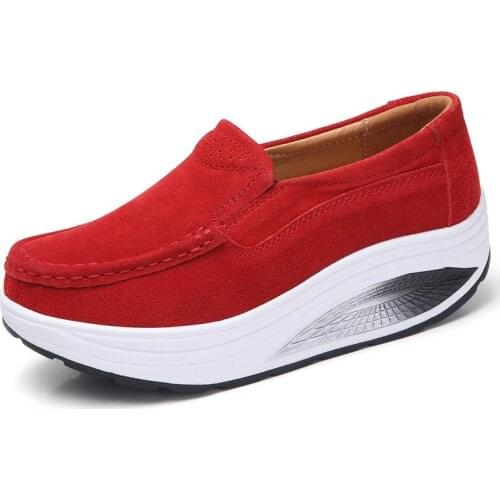 New Spring Autumn Shoes Woman Slip On Womens Loafers Genuine Leather Flat Platform Women Shoes Moccasins Female Shoe k98