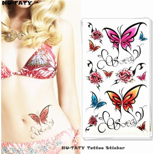 Nu-TATY Sexy butterflies Style Temporary Tattoo Body Art Arm Flash Tattoo Stickers 17*10cm Waterproof Fake Henna Painless Tattoo