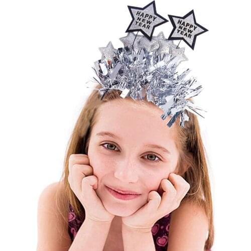 CYUAN Gold/Silver Glitter Headband Happy New Year Headband 2022 New Year Party Decorations Christmas Hair Hoop Photo Props Gift